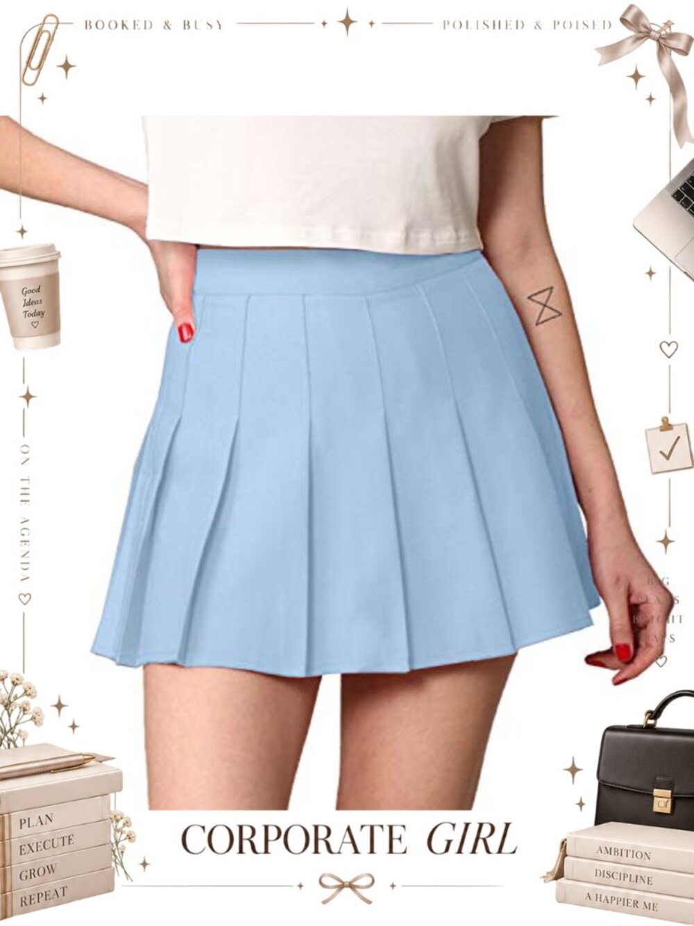 High Waist Mini Plaid Pleated Skater Tennis Skirt with Lining Shorts